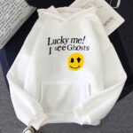 Lucky Me I See Ghosts print Hoodie White