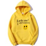 Lucky Me I See Ghosts print Hoodie Yellow